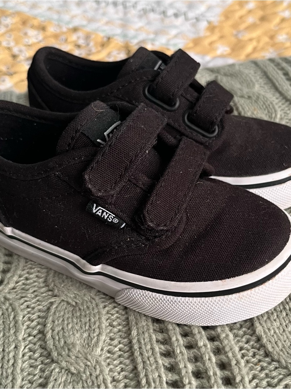 Vans Kids Black Canvas Velcro Skate Sneakers